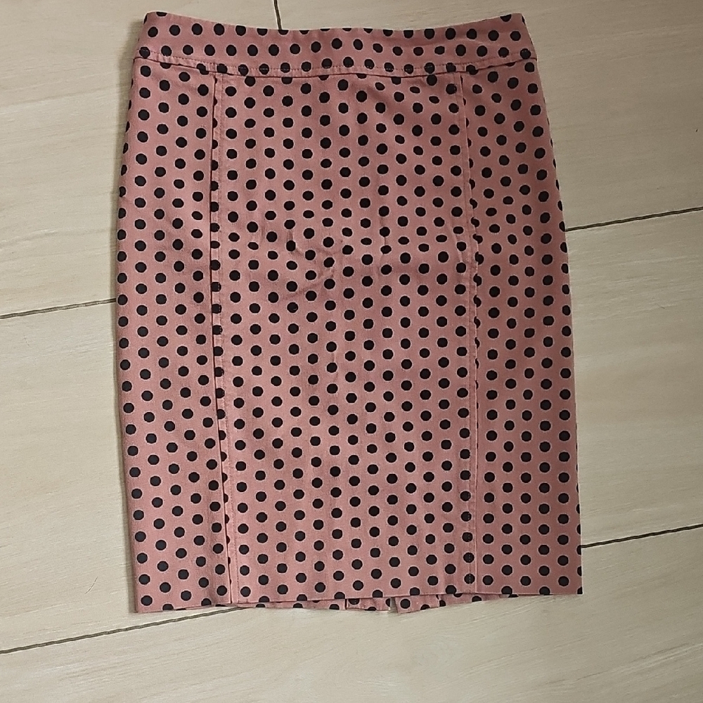 Ann Taylor Pink and Black Polka Dot Pencil Skirt